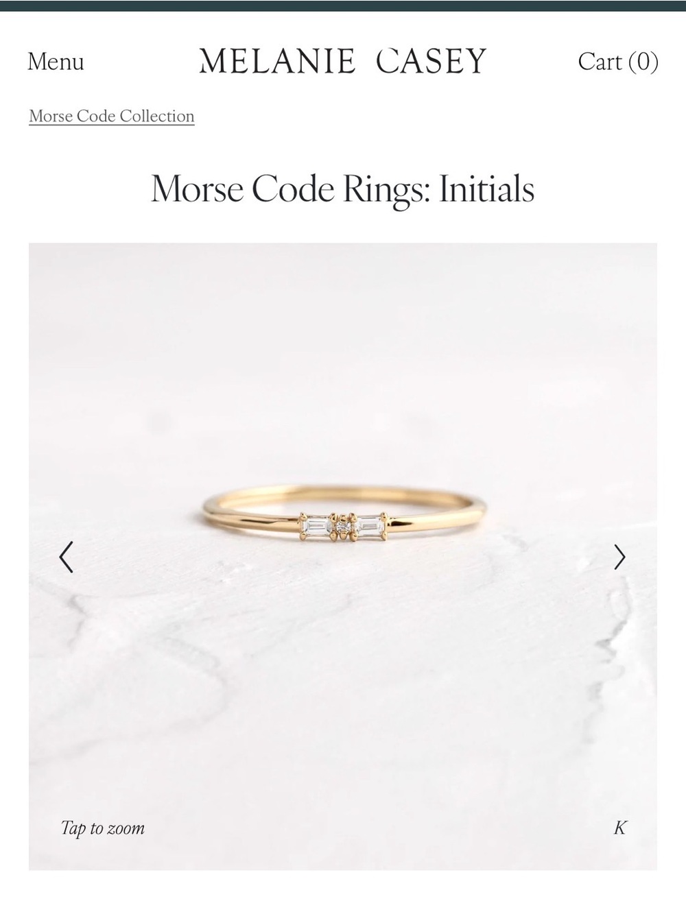 Melanie Casey Morse Code Ring - K (Size 7.5)